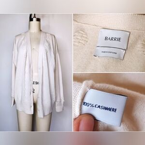 BARRIE Cashmere Embroidered Cashmere Cardigan White Floral Raised Scotland S